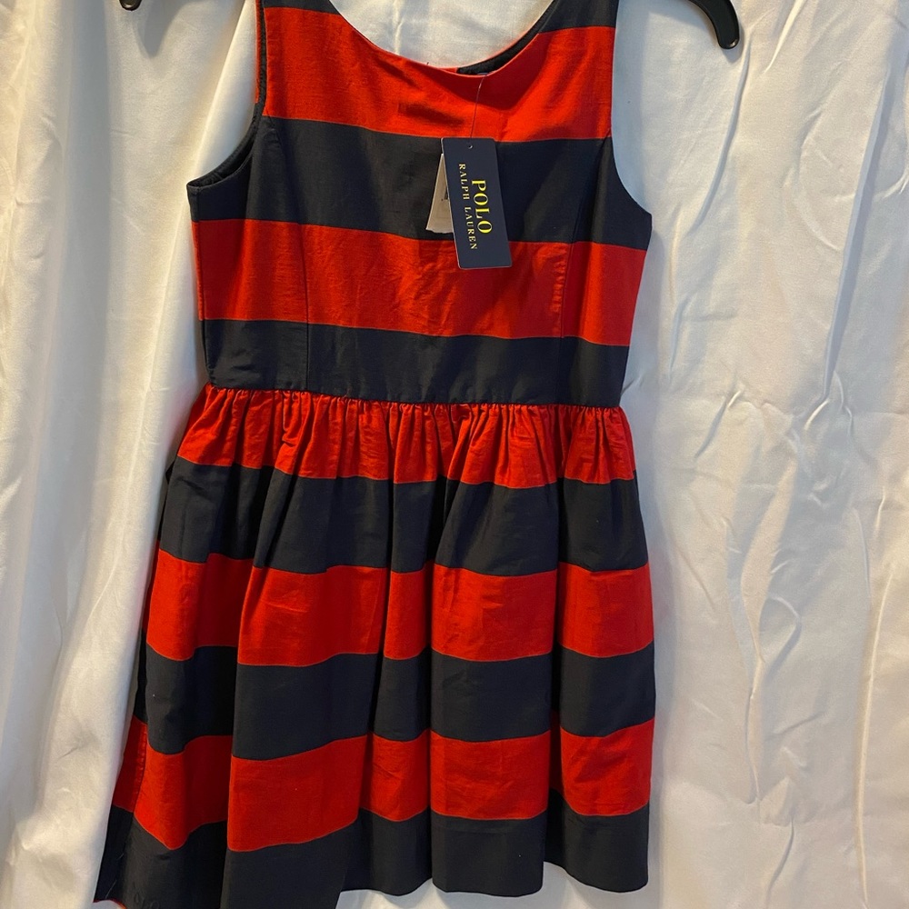 New Red & Navy Blue Ralph Lauren Dress, Size 10